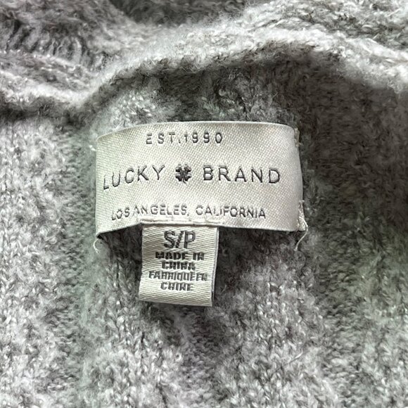 Lucky Brand Cardigan Size Small Long Line Acrylic Cable Knit Light Grey Layering - Picture 3 of 8